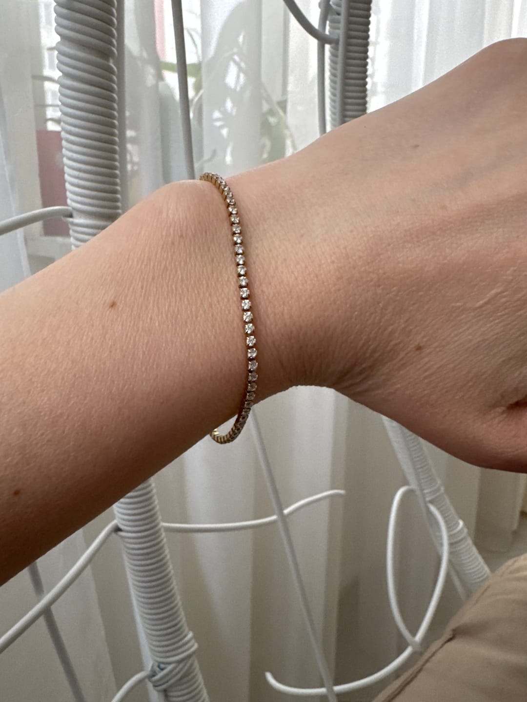 Customer photo review of Ava Petite Gold White Bracelet