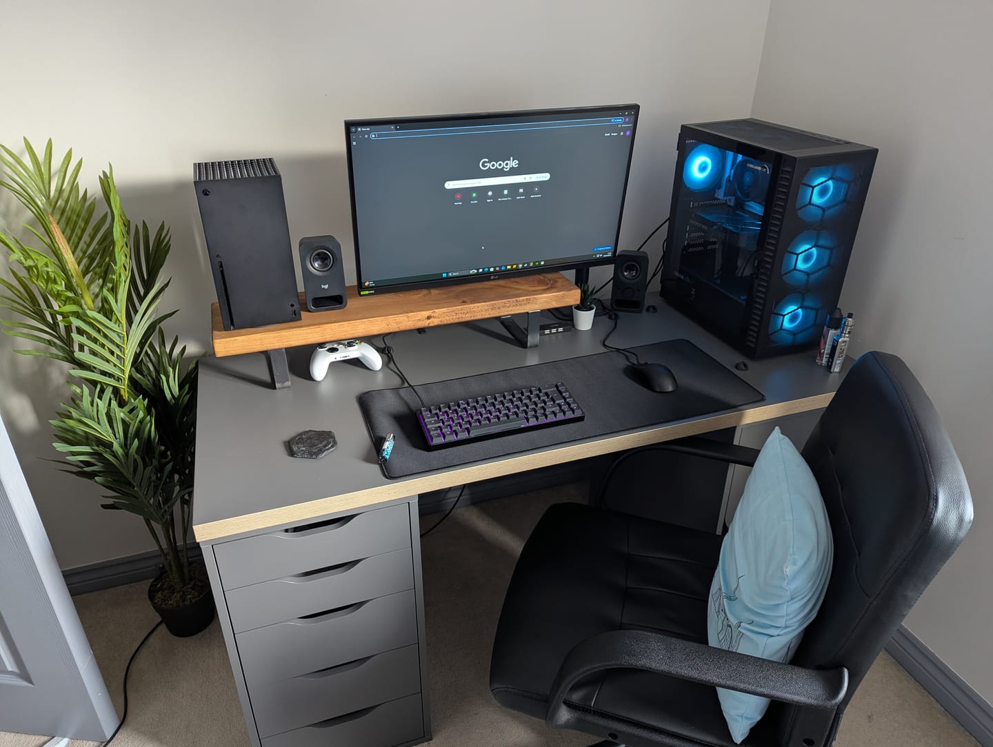 Customer photo review of Rustic Monitor Stand | Metal Sides