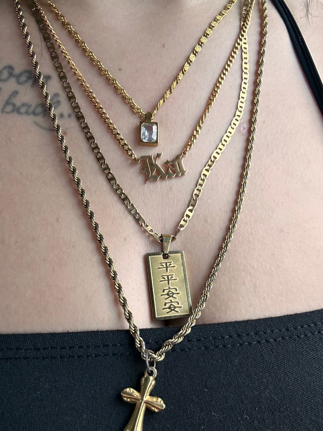 Customer photo review of Gothic Name Necklace w/ Cuban Chain