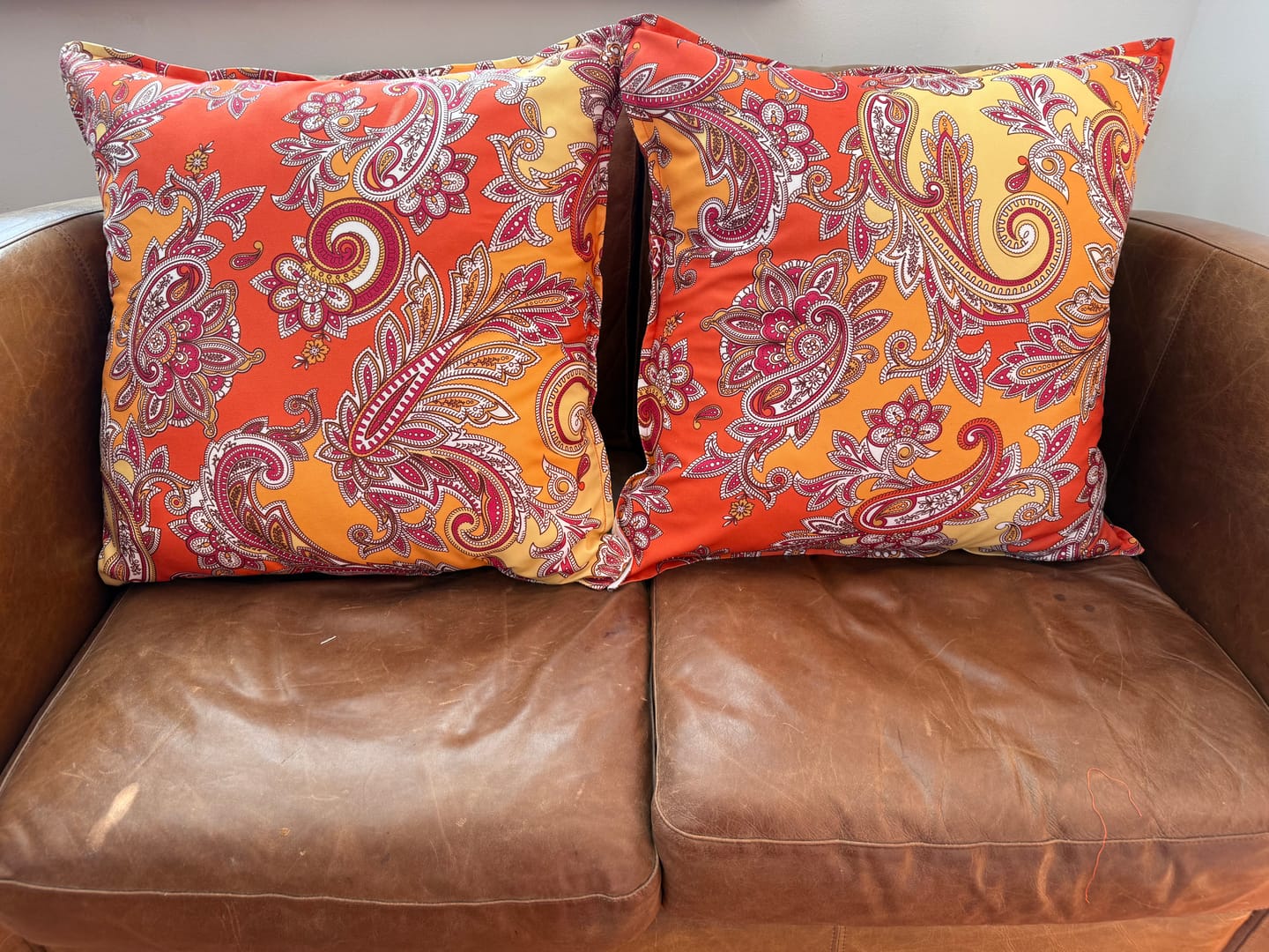 Customer photo review of Orange & Pink Paisley Fabric by the Metre