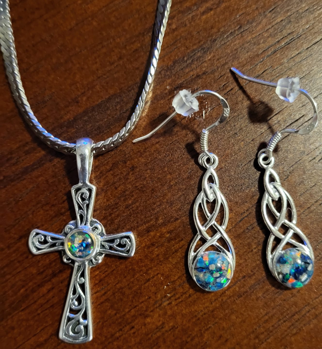 Customer photo review of Cross Pendant with Cremation Ash