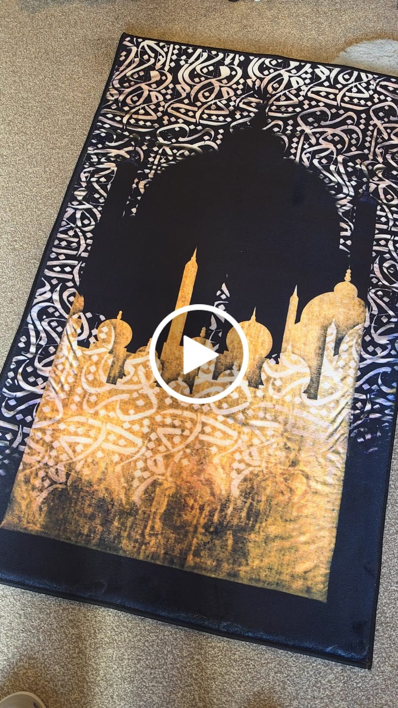 Customer video review of Dark Arabic Calligraphy  Padded Prayer Mat