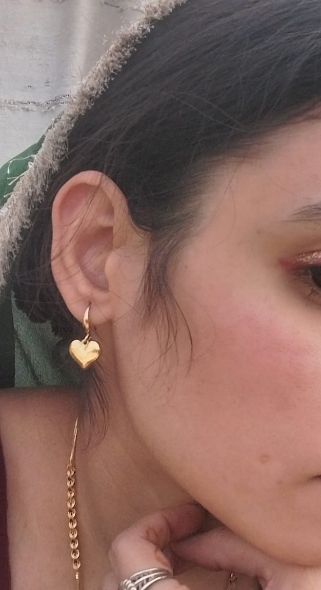 Customer photo review of Dangling Heart Earrings