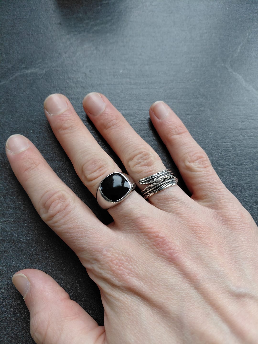 Customer photo review of Silver Onyx Stone 20MM Signet Ring