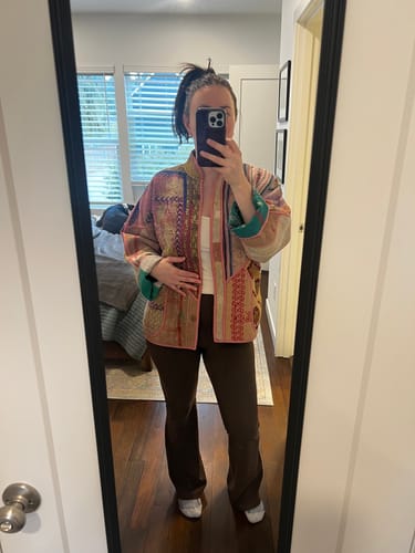 Customer photo review of The Ladhiya Quilted Patchwork Kantha Jacket