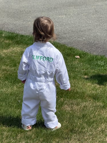 Customer photo review of Custom Golf Long Pants Suit for kids Golf White-Green Suit Children's Jumpsuit Baby Golf Birthday Uniform With Hat