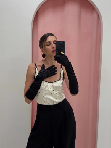 Customer photo review of Audrey Polka Dot Tank Top