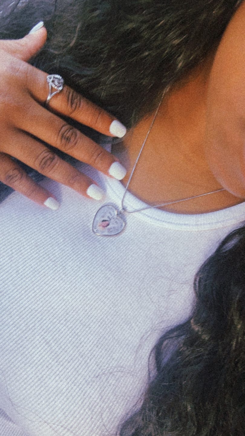Customer photo review of Custom Photo Memorial Necklace/Keychain "I Will Carry You With Me” - N001