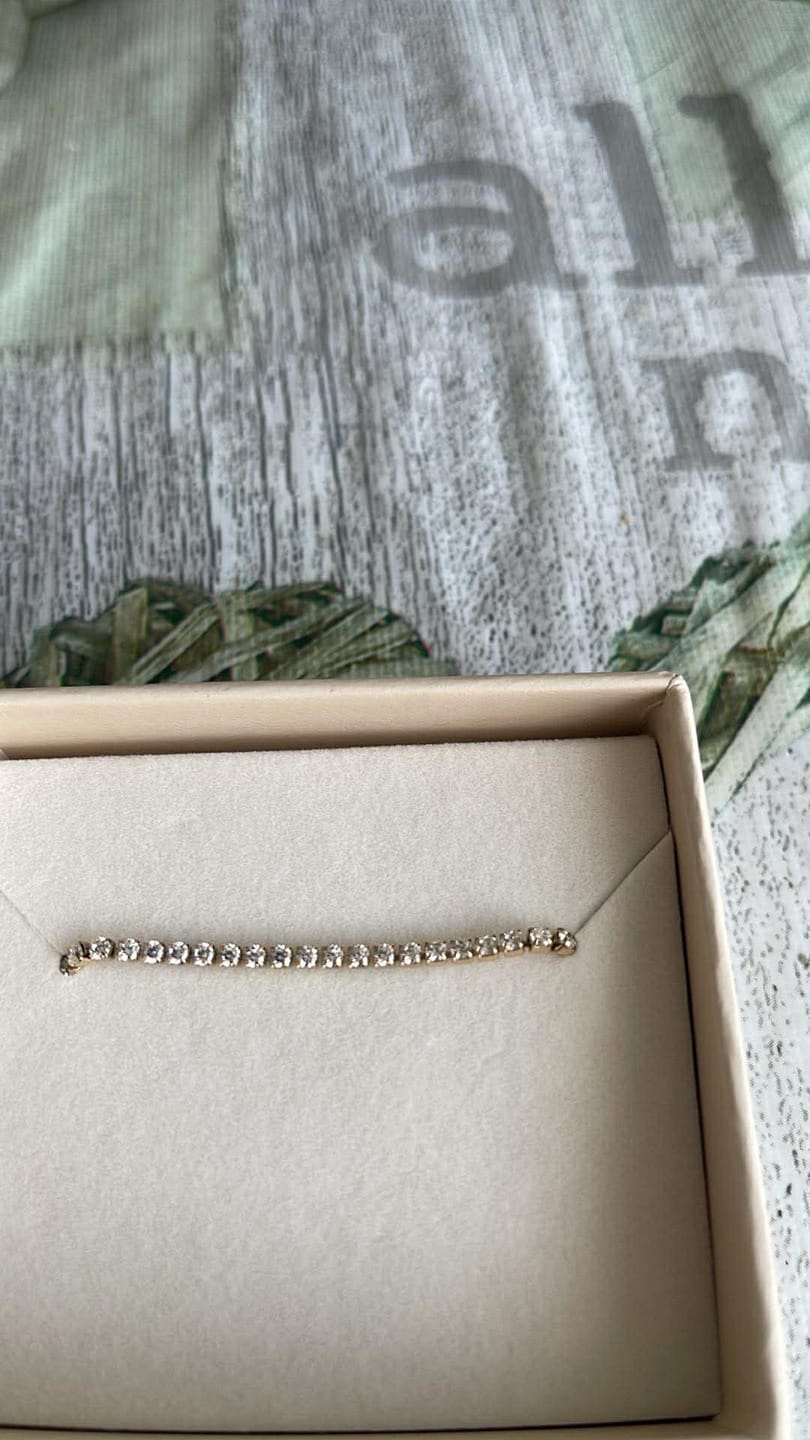 Customer photo review of Ava Petite Gold White Bracelet
