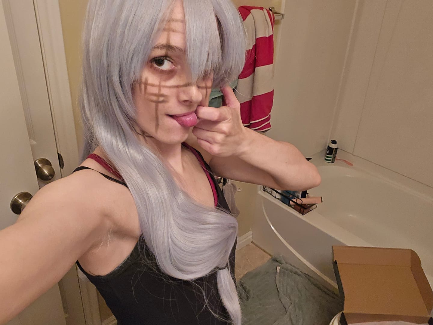 Customer photo review of Jujukaitsu Kaisen Mahito Long Blue Hair Basic Wig