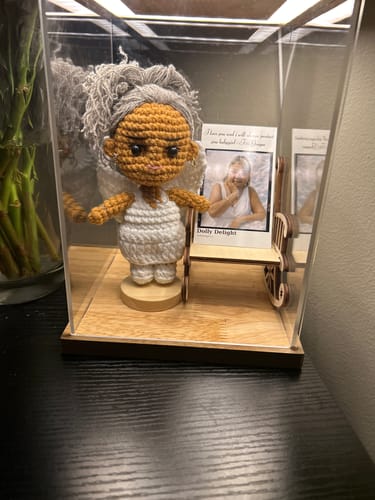 Customer photo review of Personalized Memorial Crochet Doll Keepsake with LED Display Box & Photo Card