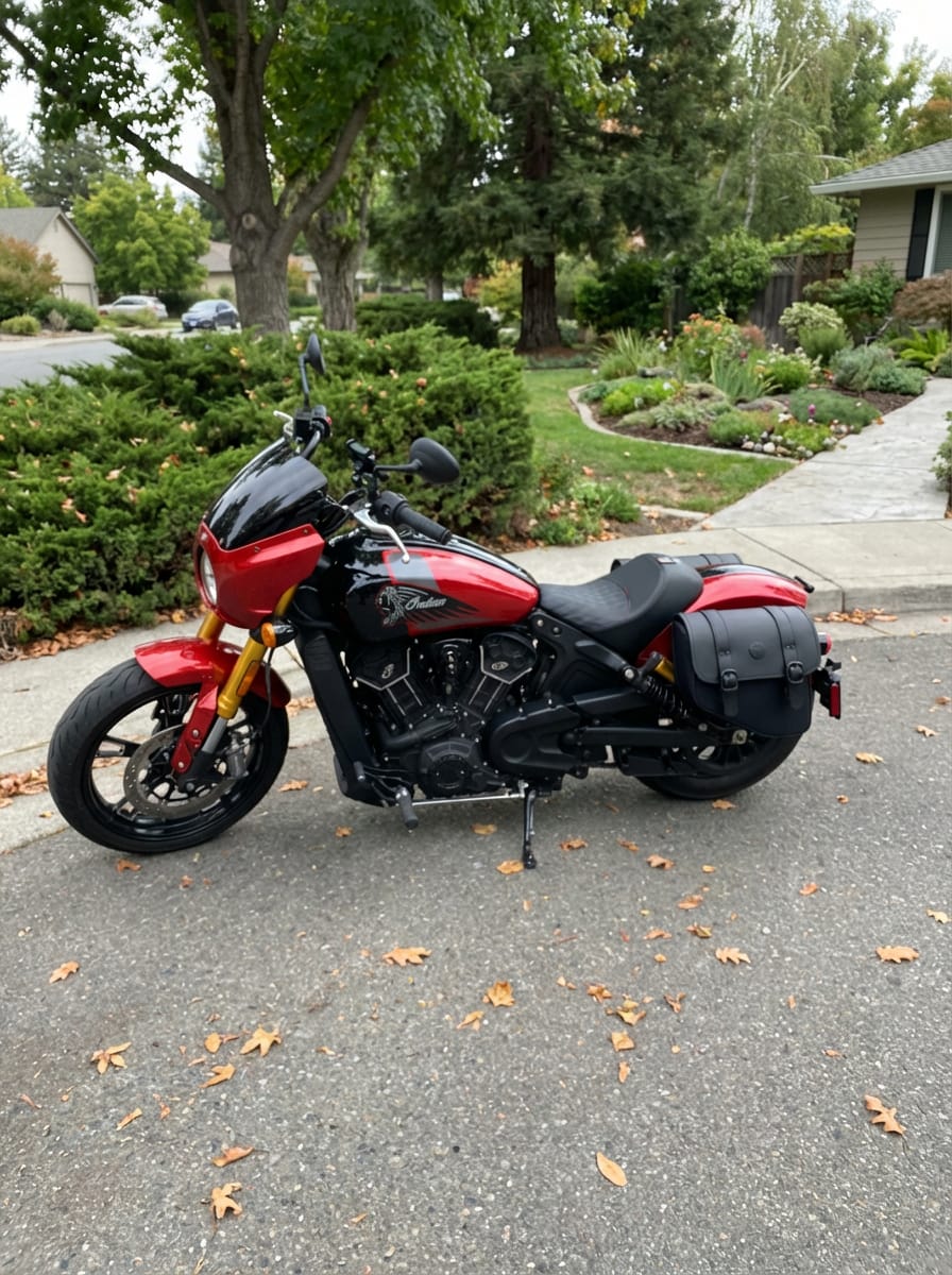 Customer photo review of 8L - Pony Indian 101 Scout 2025+ Leather Motorcycle Saddlebags