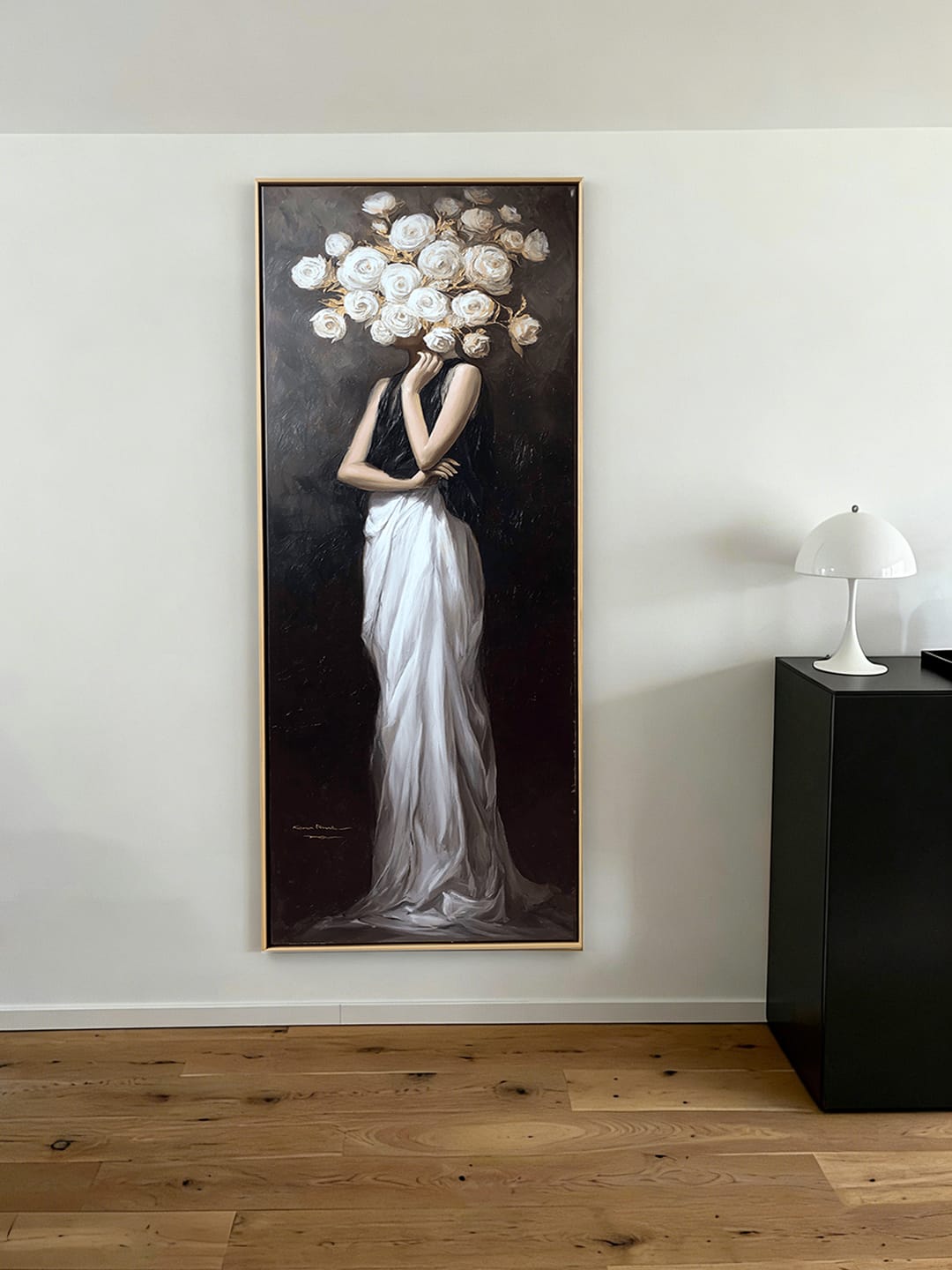 Customer photo review of Silent Muse – White Rose Woman Portrait Painting #awp44