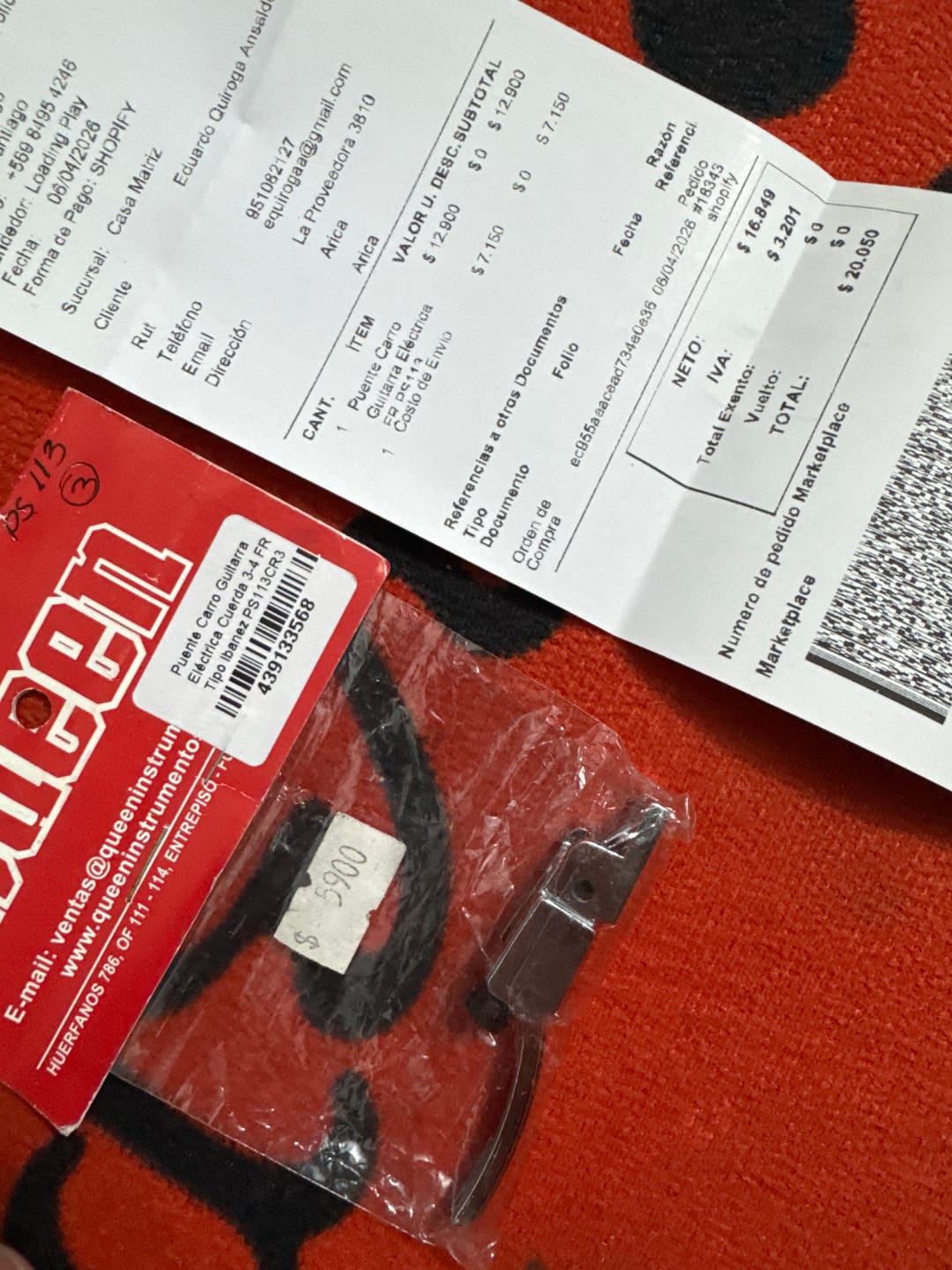 Customer photo review of Puente Carro Guitarra Eléctrica FR PS113 Cromado 3-4