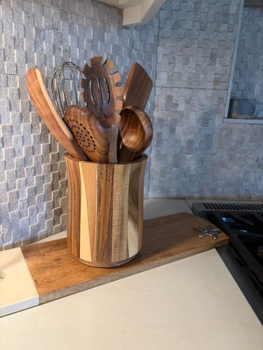 Customer photo review of 10 Piece Teak Wooden Utensil Set + Caddy Bundle