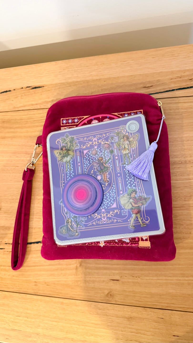Customer photo review of Literati eReader Sticker Insert - Purple