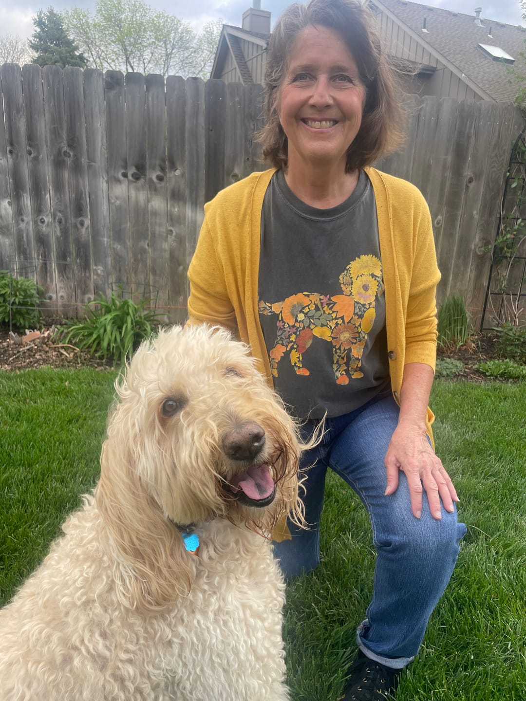Customer photo review of Wildflower Goldendoodle T-Shirt
