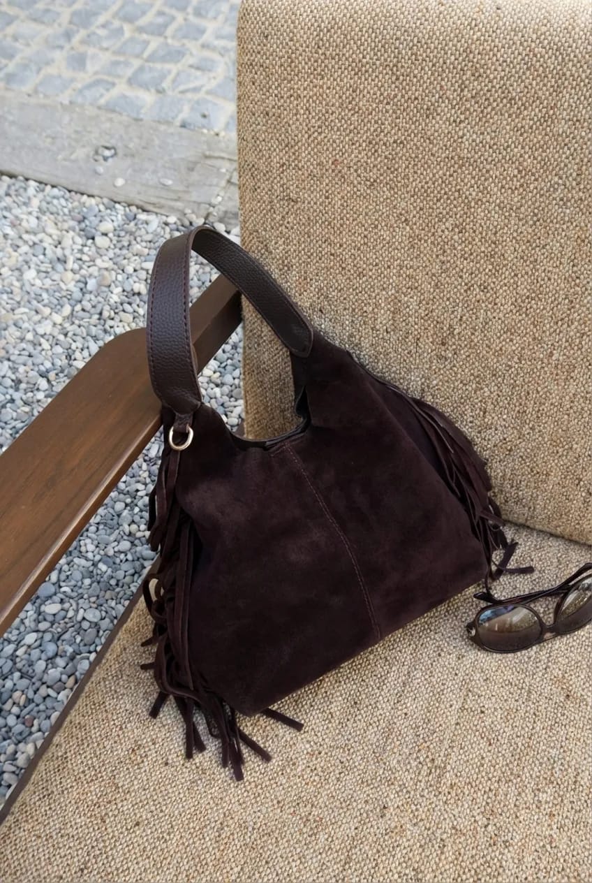 Customer photo review of Terra Püsküllü Yavrulu Süet Çanta – Acı Kahve