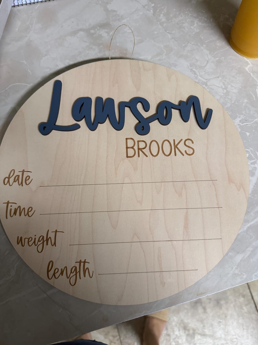 Customer photo review of Baby Name Announcement Sign with Stats