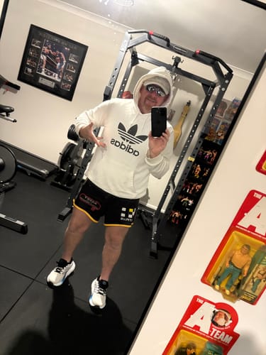Customer photo review of Vintage White Adidas Trefoil Hoodie (M)