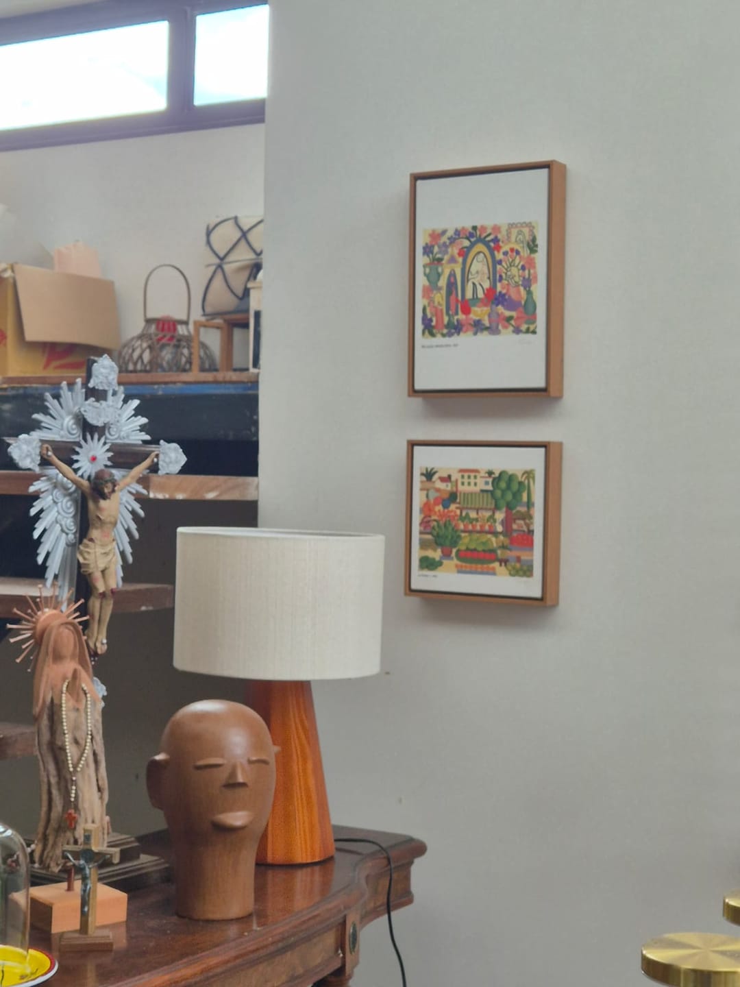 Customer photo review of Abajur de Mesa Wooden Cúpula de Linho