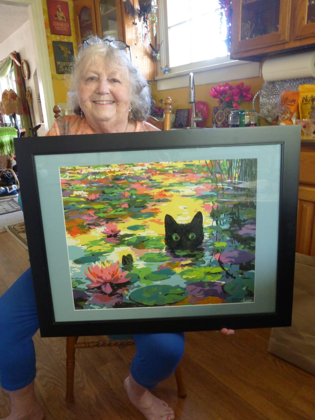 Customer photo review of A Water lilies cat | Paint by Number