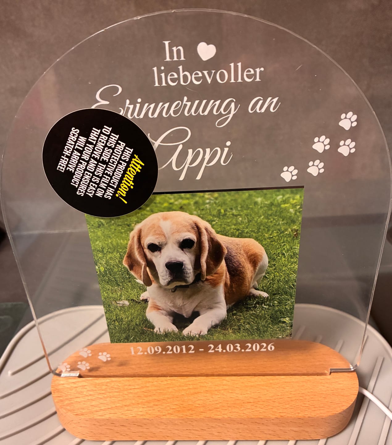 Customer photo review of Zur liebevollen Erinnerung – LED-Lampe für Hund/Katze