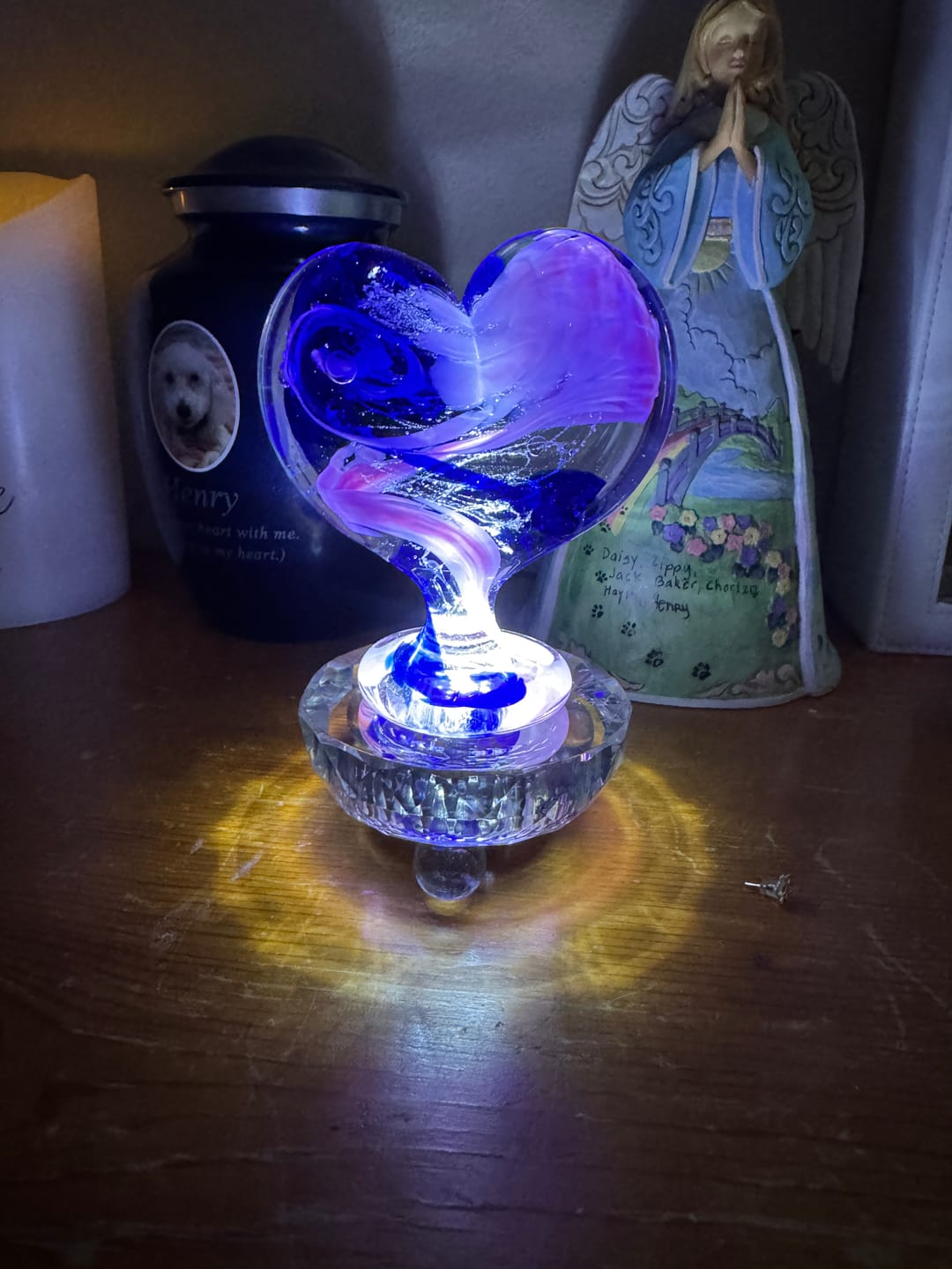 Customer photo review of Glass Heart with Cremation Ash - Standing