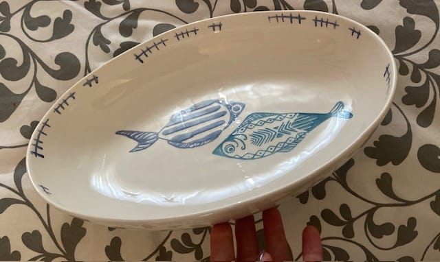 Customer photo review of Vasca Ovale in Ceramica con Decorazioni marine di pesci