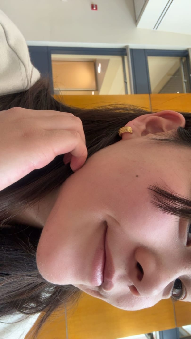 Customer photo review of Celestial Gold Hoop Earrings