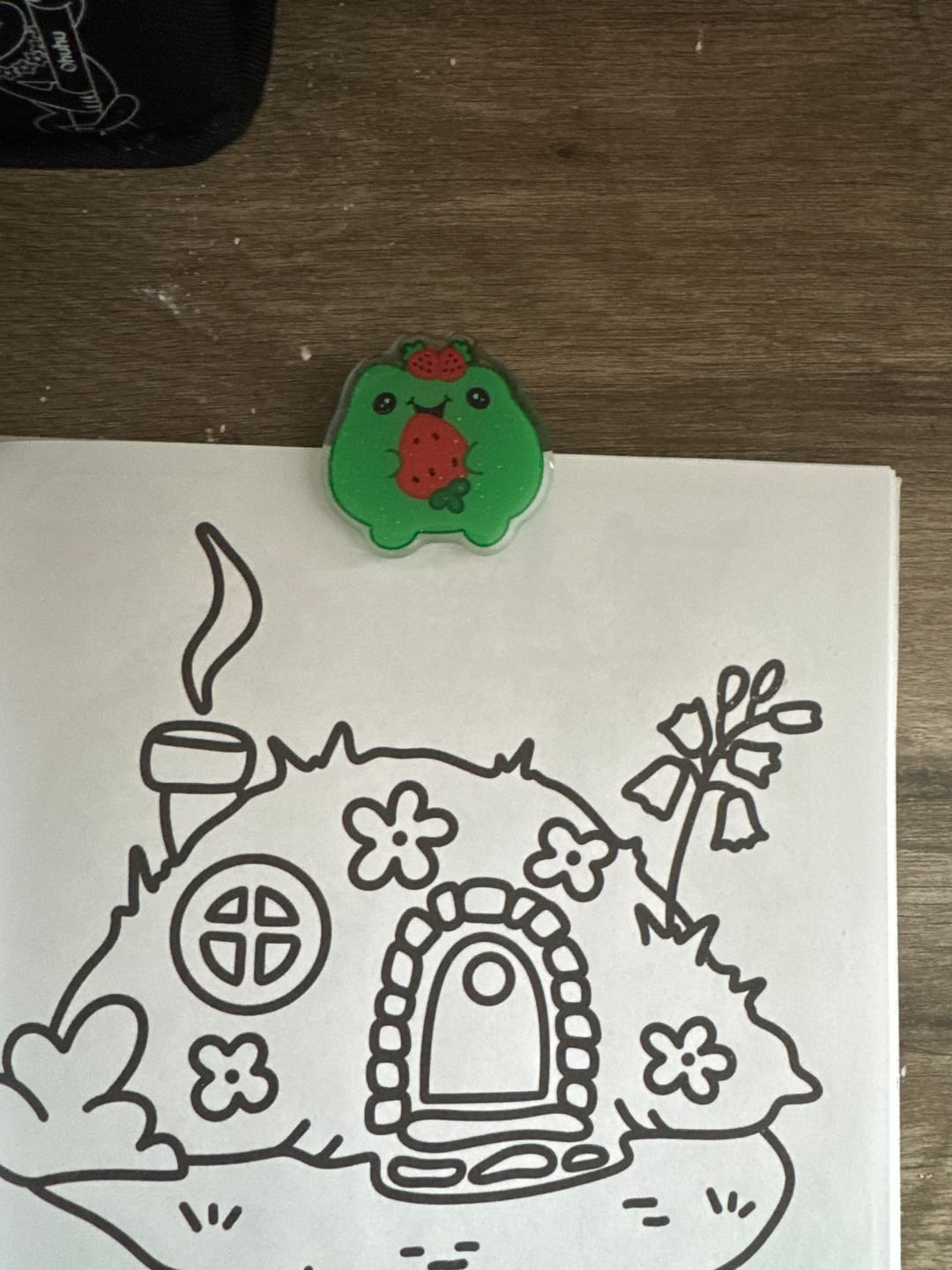 Customer photo review of Acrylic Page Clip with Glitter Overlay, Freddy the Frog by Wook Books