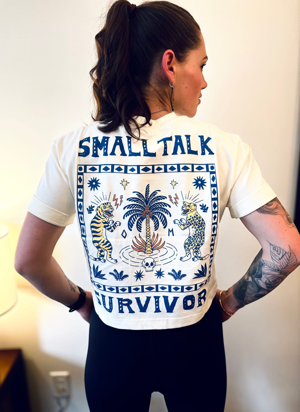 Customer photo review of Small Talk Survivor T-Shirt