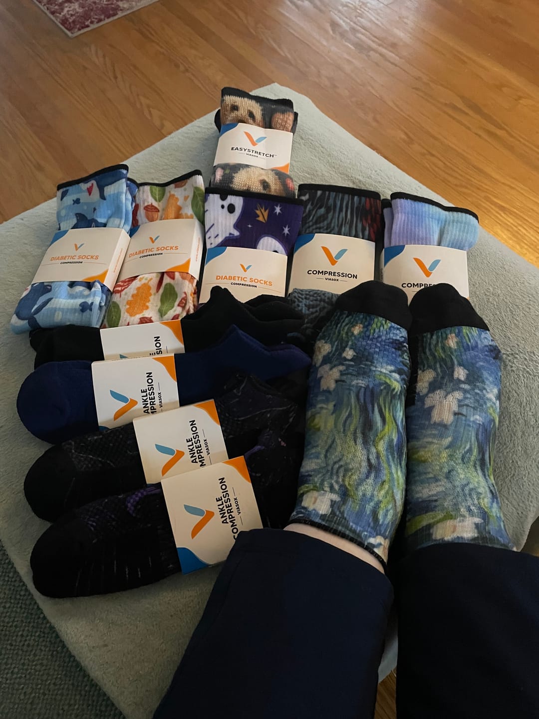 Customer photo review of Water Lily Ankle Compression Socks