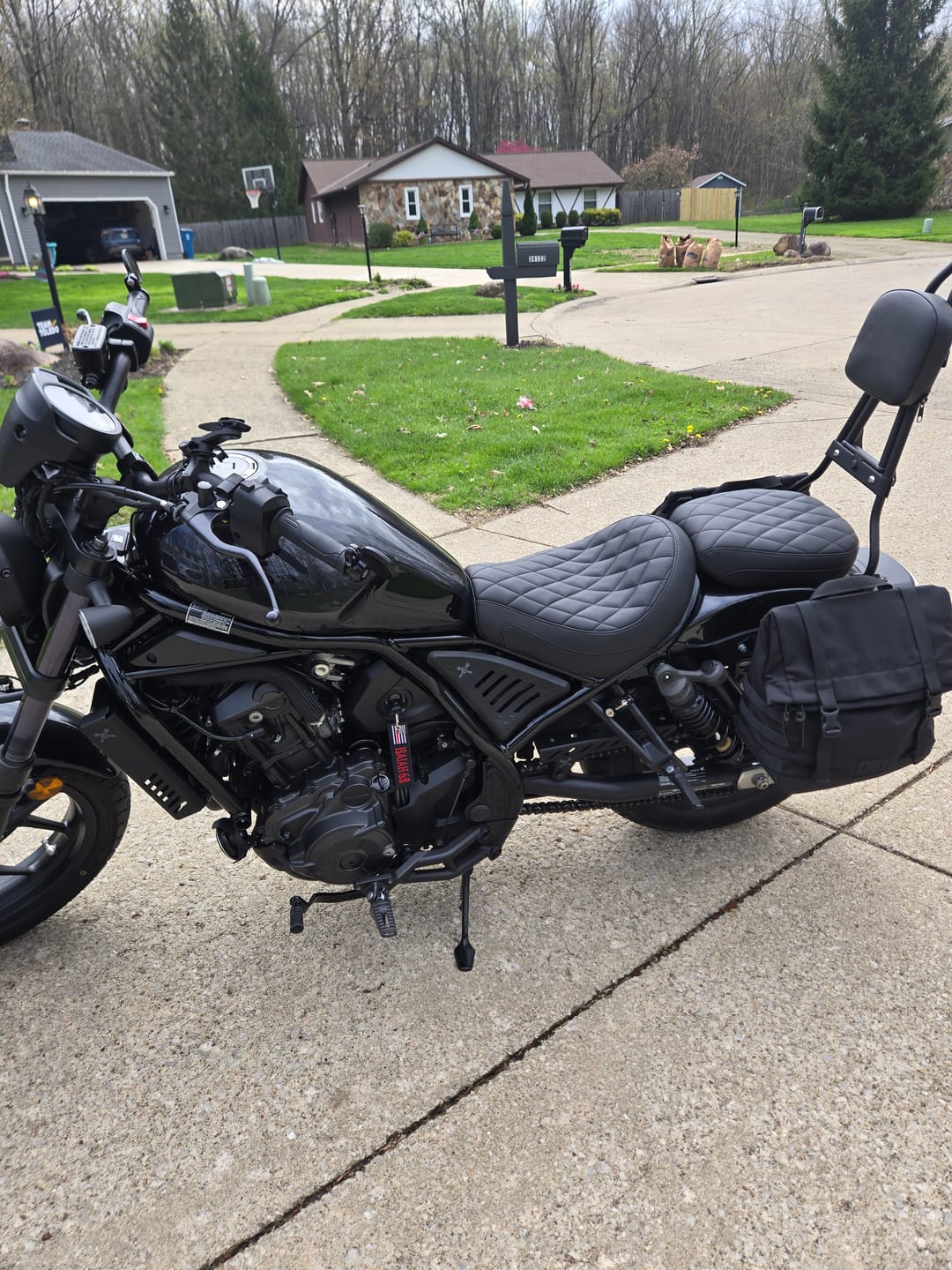 Customer photo review of Iron Born Blade 25" Sissy Bar with Foldable Luggage Rack for Honda Rebel 1100 CMX1100 Matte Black