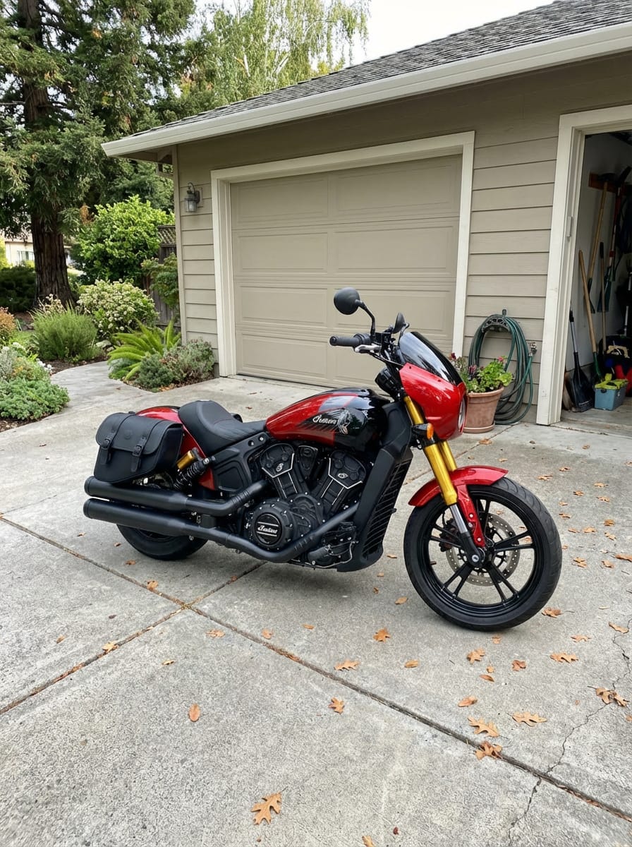 Customer photo review of 8L - Pony Indian 101 Scout 2025+ Leather Motorcycle Saddlebags