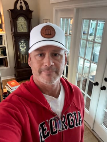 Customer photo review of Richardson 112 Genuine Leather Patch Hats Laser Engraved