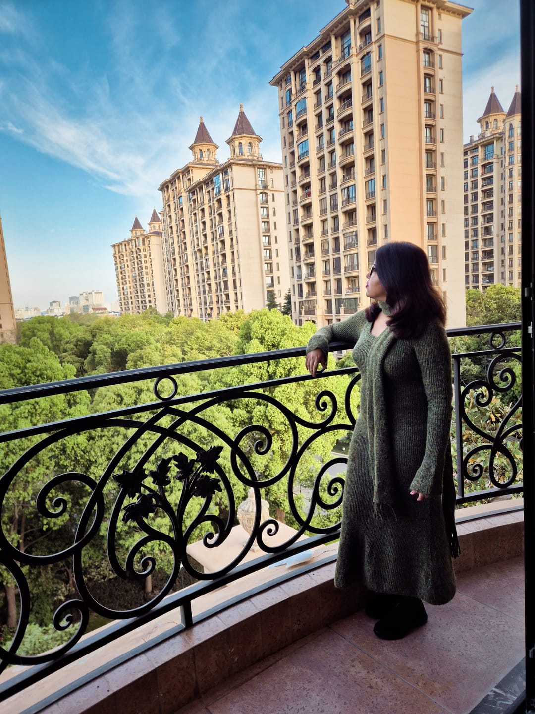 Customer photo review of Micola Woolen Dress With Scarf In Olive