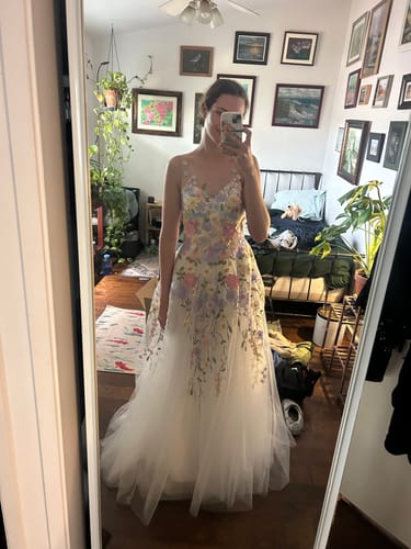Customer photo review of Floral Embroidered Tulle Wedding Dress