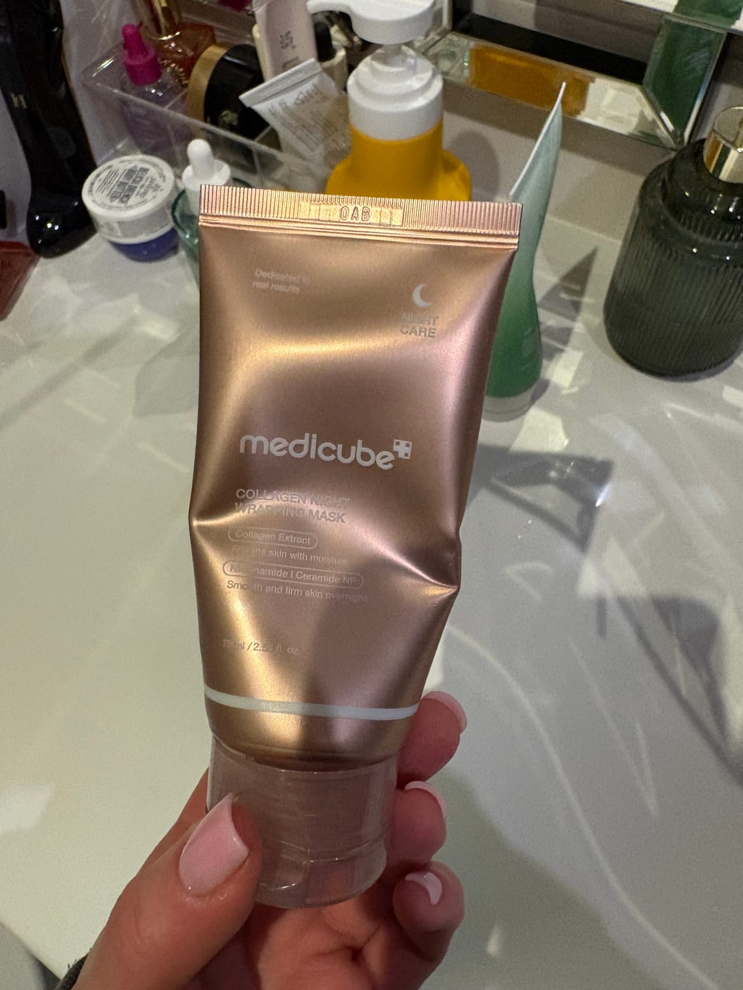 Customer photo review of Nostiprinoša nakts maska sejai Medicube Collagen Night Wrapping Mask