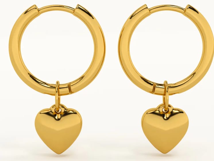 Customer photo review of Small Heart Hoop Earrings
