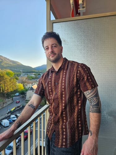 Customer photo review of Chemises rétro en coton à manches courtes pour hommes