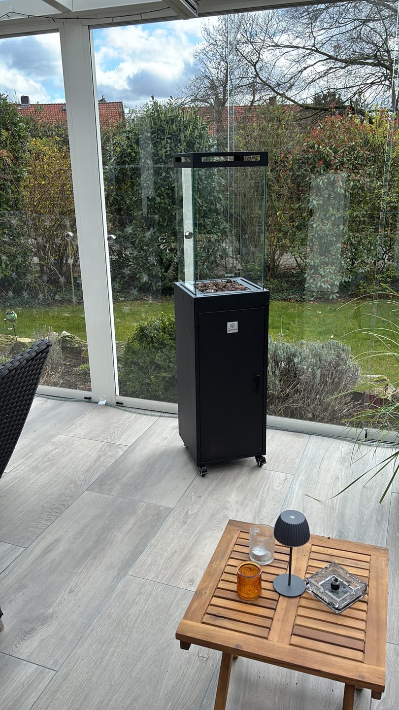 Customer photo review of Gartenzeit® Gas-Terrassenheizer mit Glaszylinder inkl. Abdeckung