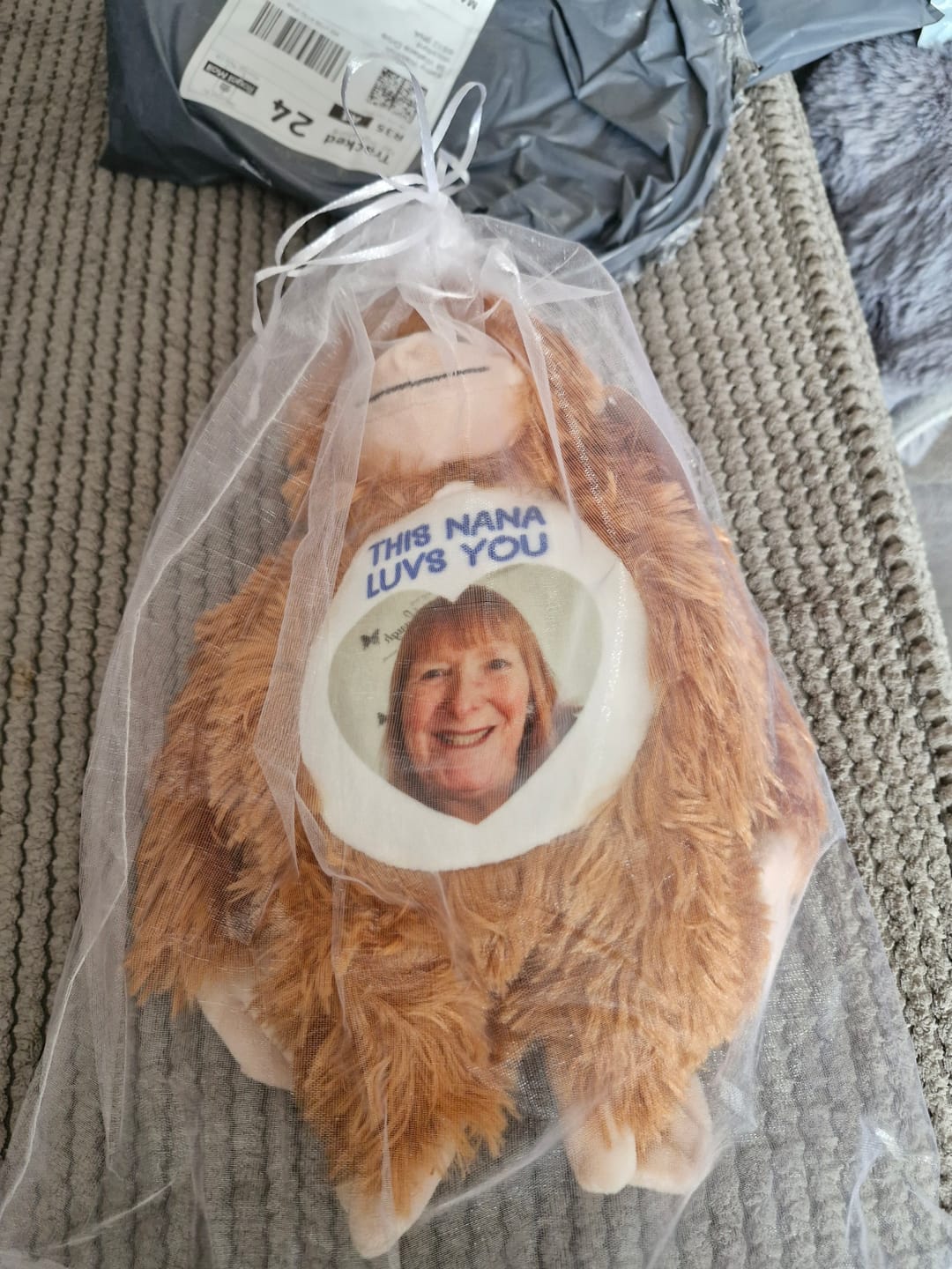 Customer photo review of Design a Personalised Orangutan Teddy – Add Your Photo, Name or Message