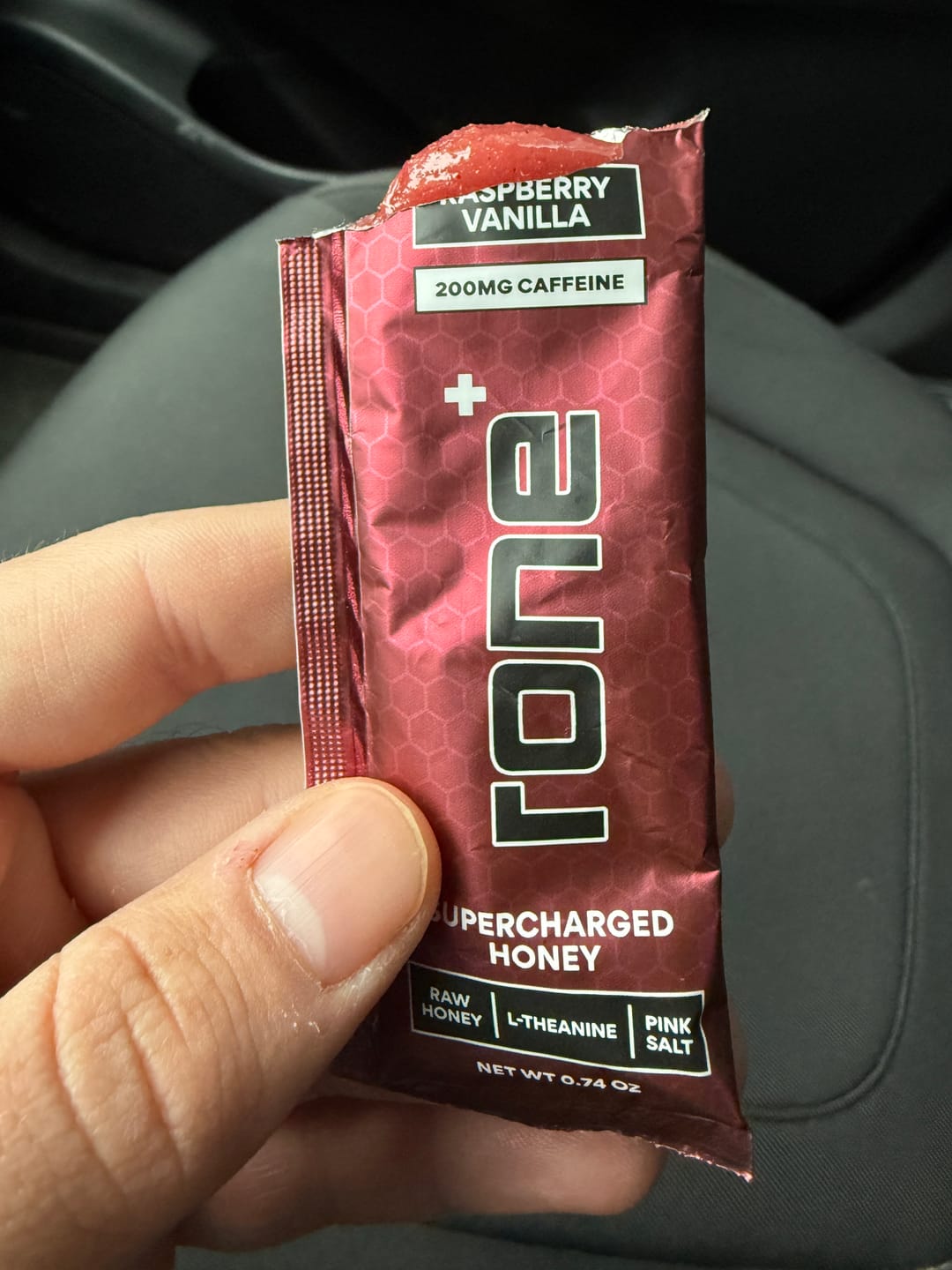 Customer photo review of 200mg Caffeine - Raspberry Vanilla - SuperCharged Honey (20-Pack)