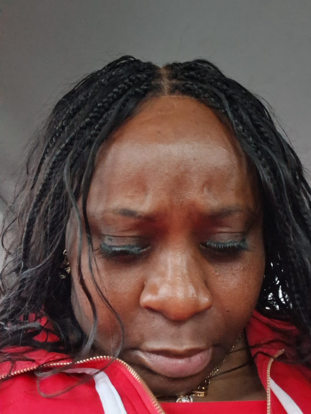 Customer photo review of Michelle - Salon-Style Glueless Miracle Braided Wig Pre-Bleached Swiss HD Full Lace Boho Box Braids Bora Bora Human Hair Body Wave Curls