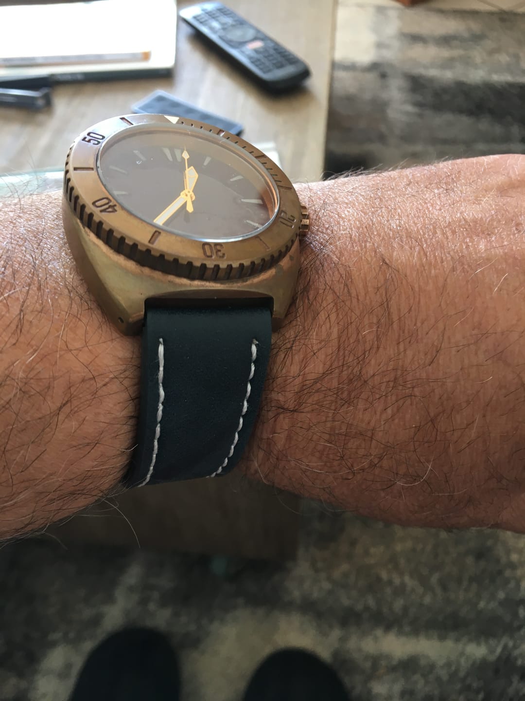 Customer photo review of Bracelet Montre Cuir Épais