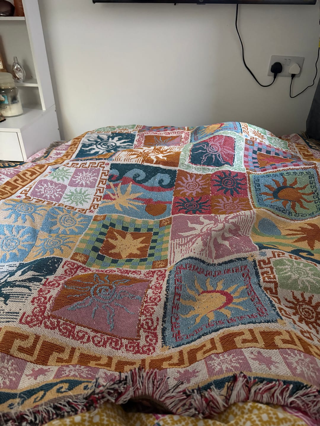 Customer photo review of Boho Tapestry Throw Blanket