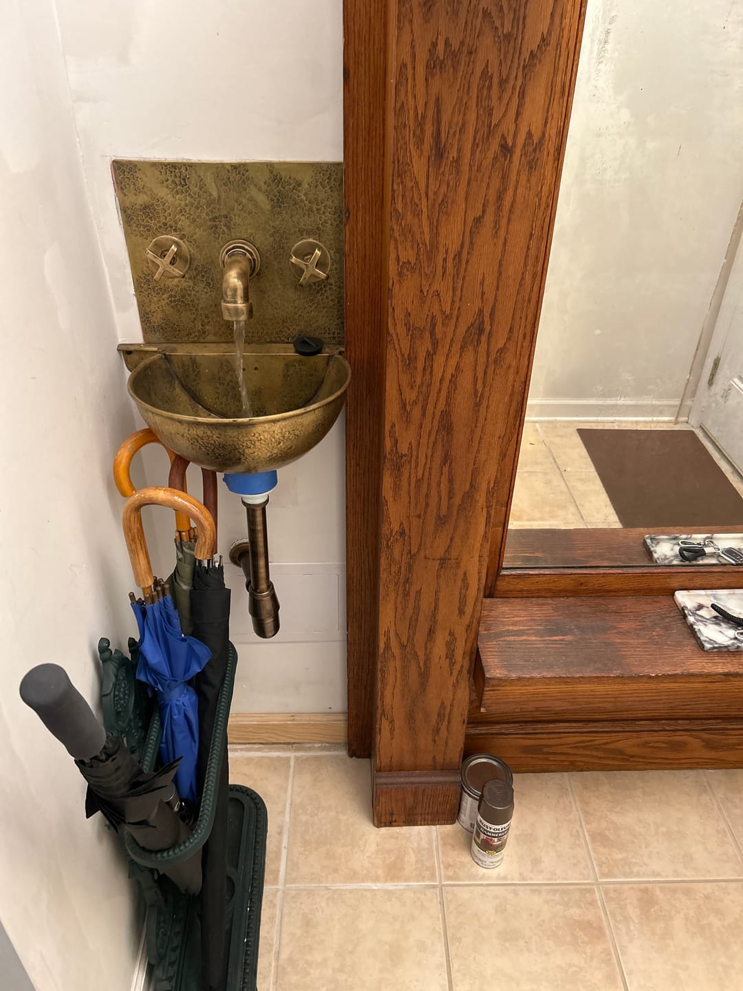 Customer photo review of Vintage Brass Wall Mounted Sink with Unlacquered Brass Faucet