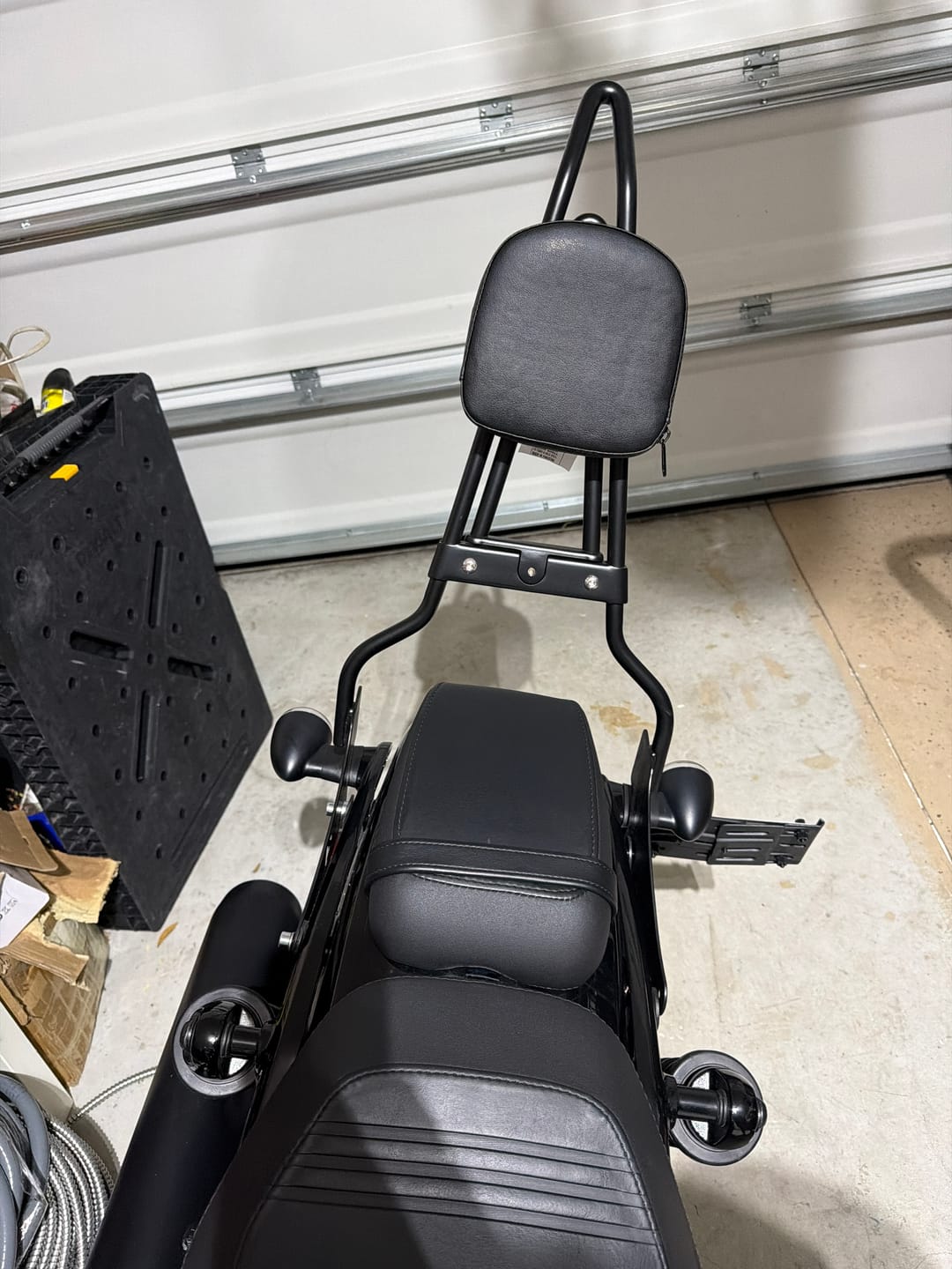 Customer photo review of Viking Iron Born Plain Leather Short Motorcycle Backrest Pad for Harley Davidson Foldable Sissy Bar
