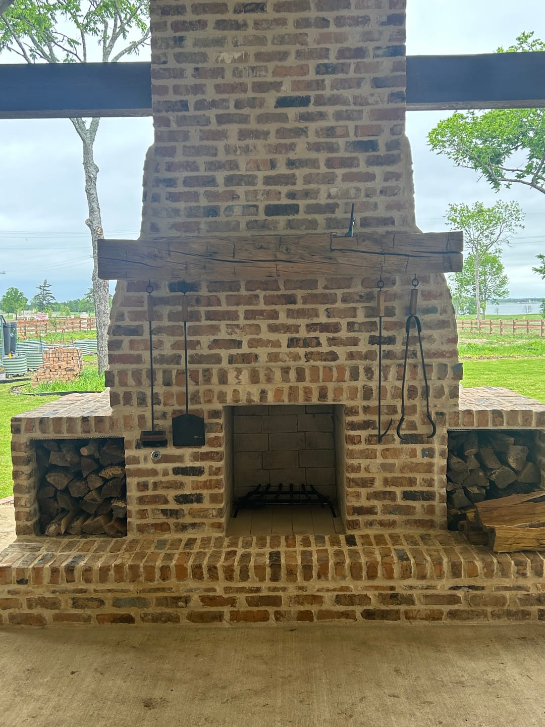 Customer photo review of Fireplace BBQ Tools Set Fire Poker Tongs Brush Shovel And Stand | Blacksmith Made